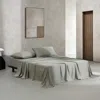 Calvin Klein Solid Cotton Sateen 4 Piece Sheet Set, Queen In Dusty Olive