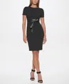 Calvin Klein Faux Leather Sheath Dress In Black