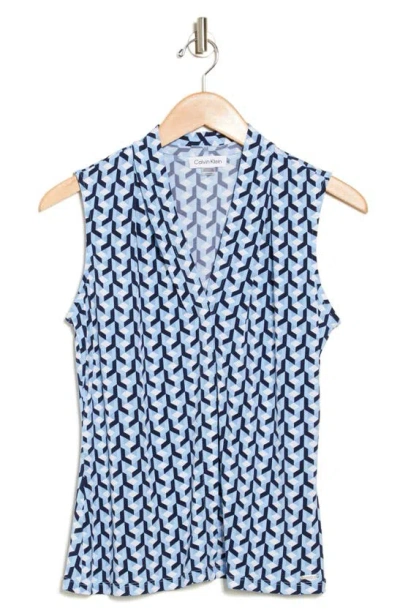 Calvin Klein Solid Sleeveless V-neck Cami In Breeze Multi