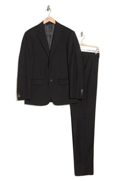 Calvin Klein Solid Two-button Notched Lapel Slim Fit Suit In Black