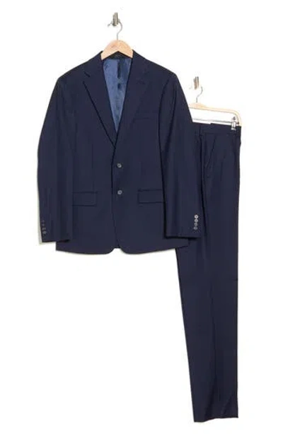 Calvin Klein Solid Two-button Notched Lapel Slim Fit Suit In Navy