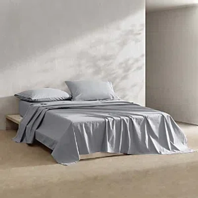 CALVIN KLEIN SOLID WASHED COTTON PERCALE 4 PIECE SHEET SET, QUEEN