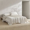 Calvin Klein Solid Washed Cotton Percale 4 Piece Sheet Set, Queen In Light Beige