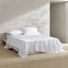 Calvin Klein Solid Washed Cotton Percale 4 Piece Sheet Set, Queen In White