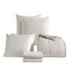 Calvin Klein Solid Washed Reversible Plush 7 Piece Comforter Set, Queen In Neutral