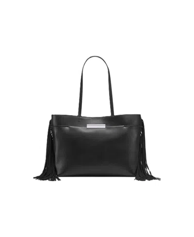 Calvin Klein Soma Triple Compartment Fringe Tote In Black,silver