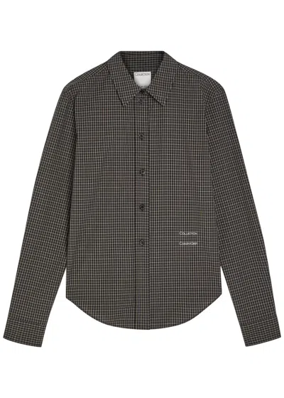 Calvin Klein Sophie Checked Cotton-poplin Shirt In Brown
