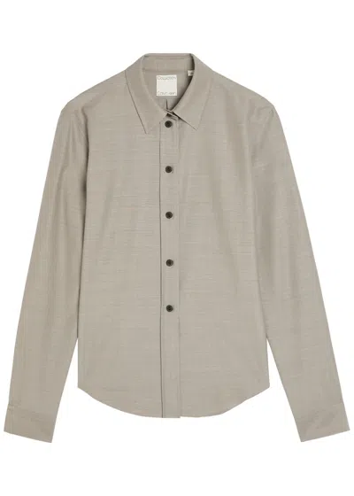 Calvin Klein Sophie Wool And Silk-blend Shirt In Gray