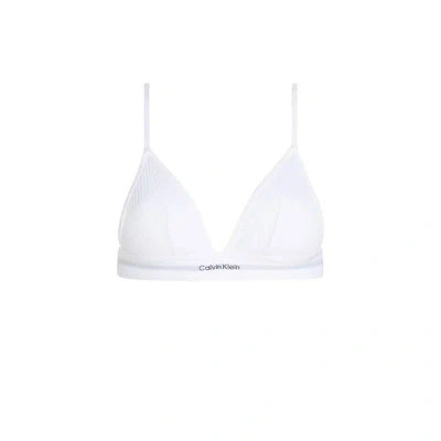 Calvin Klein Cotton Modal Stretch Ribbed Unlined Triangle Bralette In White