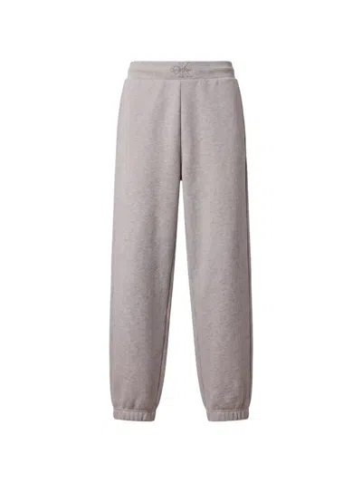 Calvin Klein Spacer Logo-embroidered Elasticated Track Pants In Gray