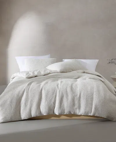 Calvin Klein Speckled Waffle 3 Piece Duvet Cover Set, Queen In Ivory,black