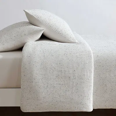 Calvin Klein Speckled Waffle Cotton 3 Piece Duvet Cover Set, Queen In White