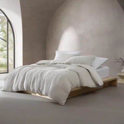 Calvin Klein Speckled Waffle Cotton Ivory Duvet Cover Set In Black;ivory