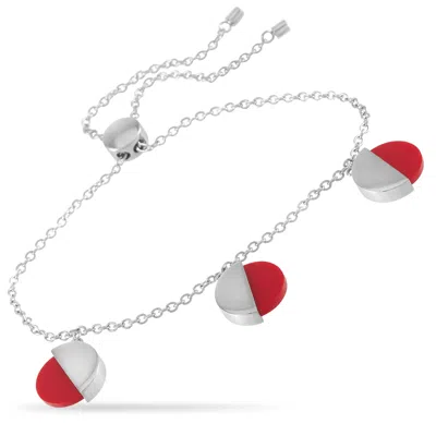 Calvin Klein Spicy Stainless Steel Red Coral Bracelet In Metallic