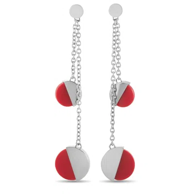 Calvin Klein Spicy Stainless Steel Red Coral Drop Earrings In Multi