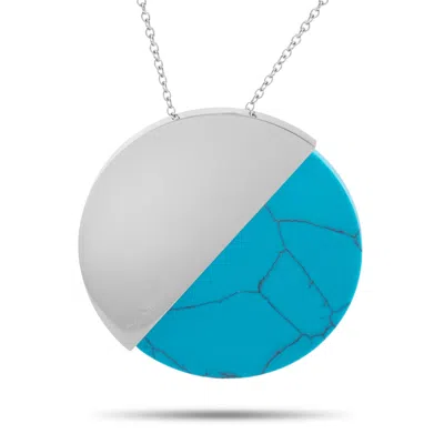 Calvin Klein Spicy Stainless Steel Turquoise Pendant Necklace In Metallic