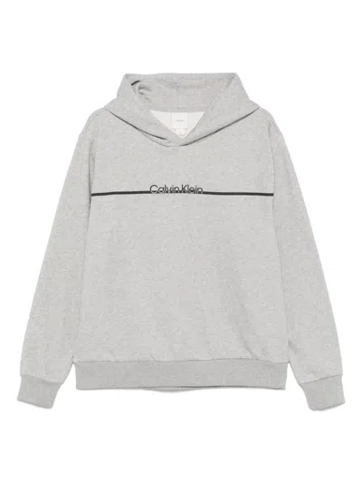 Calvin Klein Split Line Logo Hoodie In Grey