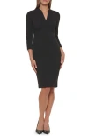 Calvin Klein Petites Womens V Neck N Bodycon Dress In Black