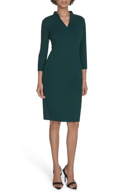 Calvin Klein Split Neck Sheath Dress In Green