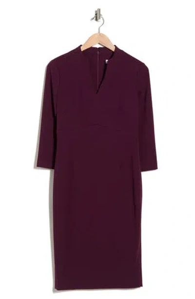 Calvin Klein Split Neck Sheath Dress In Purple