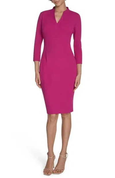 Calvin Klein Split Neck Sheath Dress In Pink
