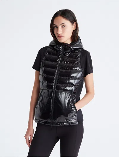 Calvin Klein Sport Calvin Klein Women's Ck Sport Shiny Puffer Vest In Black