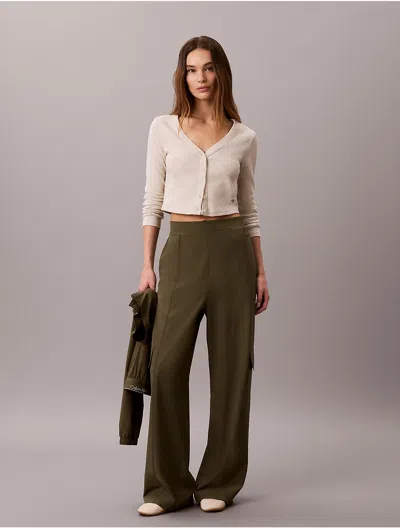 Calvin Klein Sport Calvin Klein Women's Commuter Wide Leg Cargo Pants In Green