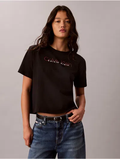 Calvin Klein Sport Calvin Klein Women's Icon Sport Graphic High Hip Tee In Black
