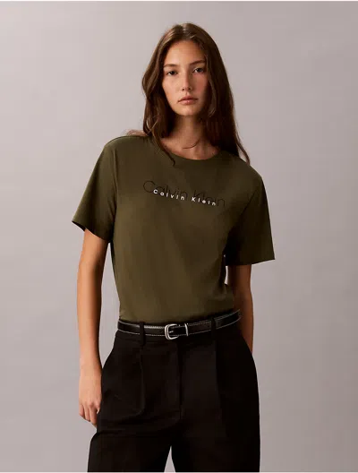 Calvin Klein Sport Calvin Klein Women's Icon Sport Graphic High Hip Tee In Fatigue