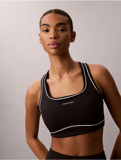 Calvin Klein Sport Calvin Klein Women's Icon Sport Piped Medium Impact Sports Bra In Brown