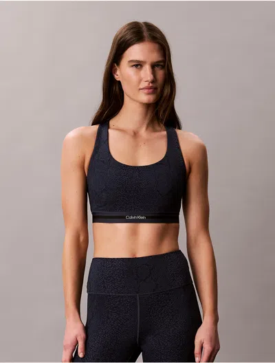 Calvin Klein Sport Calvin Klein Women's Icon Sport Printed Medium Impact Sports Bra In Blue