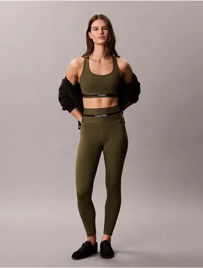 Calvin Klein Sport Calvin Klein Women's Icon Sport Striped Wide Waistband 7/8 Leggings In Fatigue
