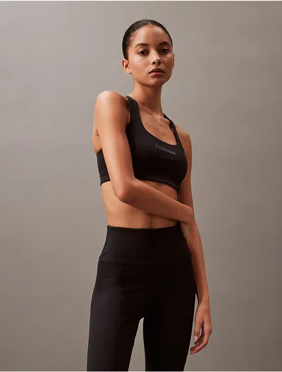 Calvin Klein Sport Calvin Klein Women's Modern Sport Solid Racerback Medium Impact Sports Bra In Black