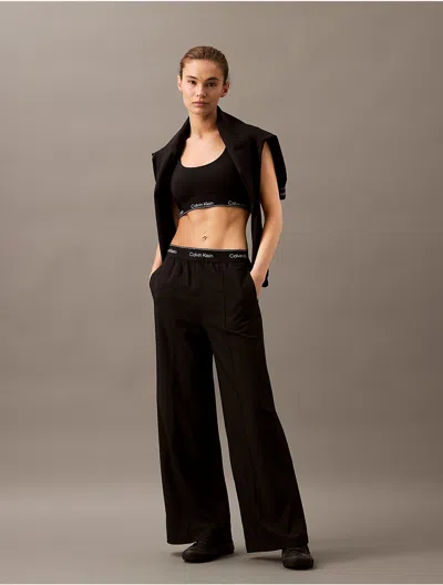 Calvin Klein Sport Calvin Klein Women's Modern Sport Wide Leg Track Pants In Black