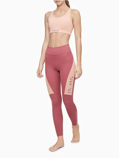 Calvin Klein Sport Calvin Klein Women's Performance Colorblock Logo High Waist Leggings In Pink