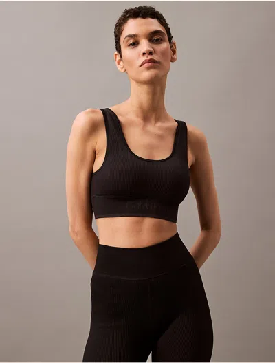 Calvin Klein Sport Calvin Klein Women's Rib Sport Medium Impact Sports Bra In Black