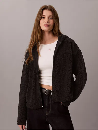 Calvin Klein Sport Calvin Klein Women's Sherpa Zip Hoodie In Black