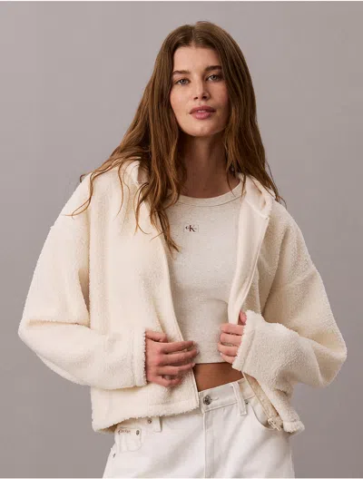 Calvin Klein Sport Calvin Klein Women's Sherpa Zip Hoodie In Neutral