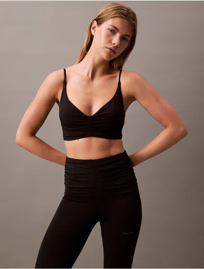 Calvin Klein Sport Calvin Klein Women's Sport Icon Ruched Bra In Black