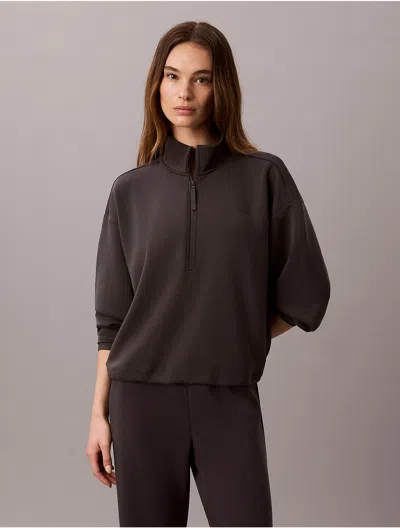 Calvin Klein Sport Calvin Klein Women's Ultra Soft Knit 1/4 Zip Sweatshirt In Brown