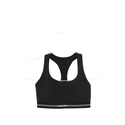 Calvin Klein Sport Logo-tape Racerback Sports Bra In Black