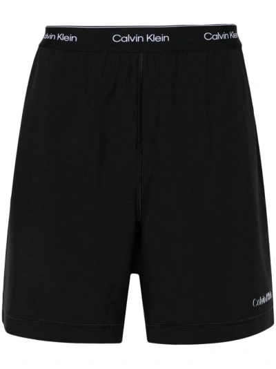 Calvin Klein Sport Shorts Con Logo Gommato In Black