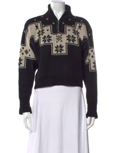 Pre-owned Calvin Klein Sport Wool Graphic Print Sweater In Black