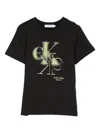 Calvin Klein Spray Logo-print Cotton T-shirt In Black