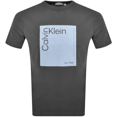 Calvin Klein Square Logot Shirt Grey In Gray