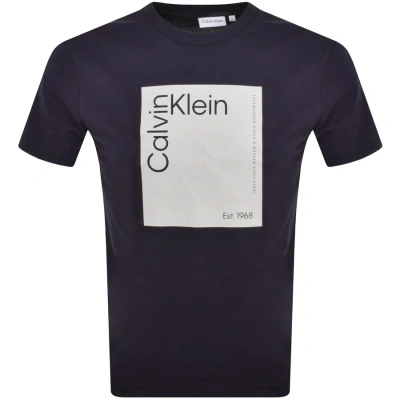 Calvin Klein Square Logot Shirt Navy In Black