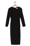 Calvin Klein Square Neck Midi Sheath Dress In Black