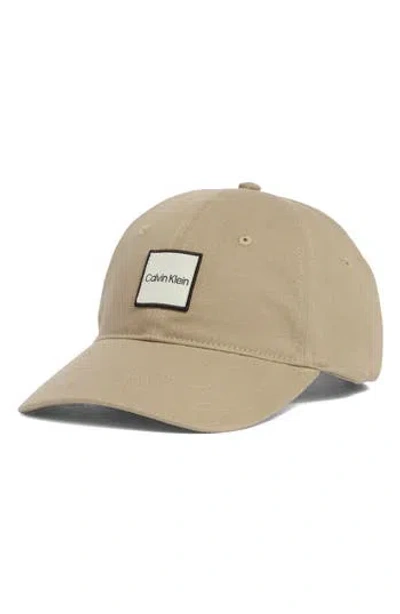 Calvin Klein Square Patch Baseball Cap In Laurel Oak