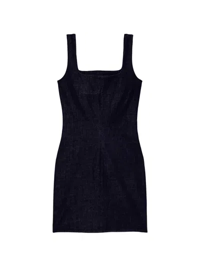 Calvin Klein Square-neck Mini Dress In Blue