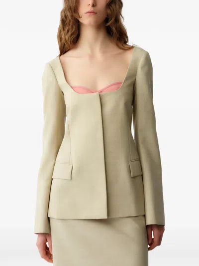 Calvin Klein Square-neck Tailored Jacket In Neutral